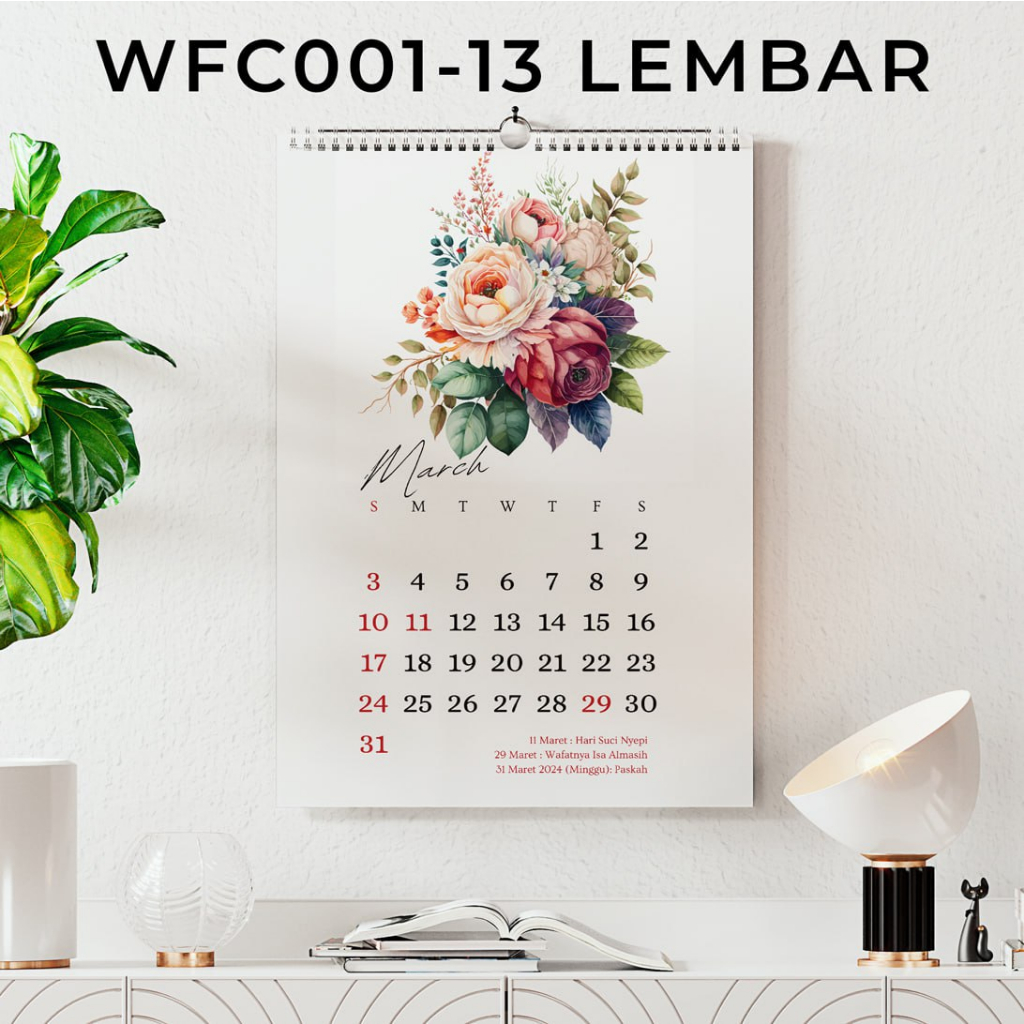 

Kalender Dinding 2024 Kalender Bunga hiasan dekor dinding aesthetic kalender gantung premium estetik
