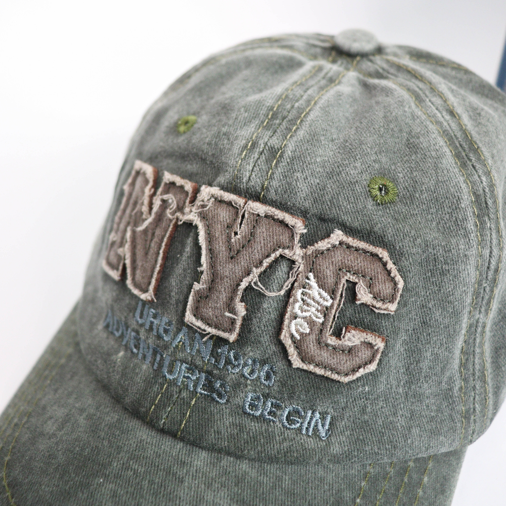 JAEHYUN - Topi Baseball Bordir NYC 3D Katun Premium Ripped Korean Style