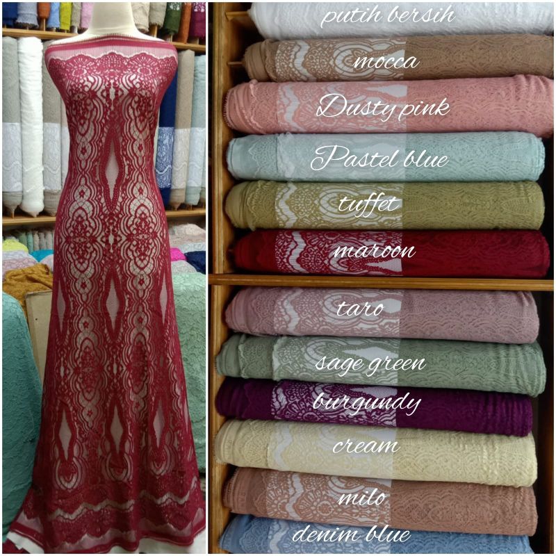 Kain Kebaya Brokat Semifrancis Katun,Brukat SemiPrancis Kebaya Pengantin