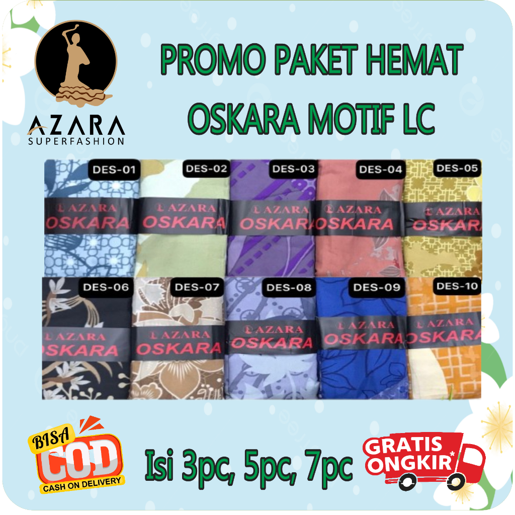 Paket Hemat Kerudung Azara Hijab Segi empat Oskara Voal Motif Lasercut packing deenay Uk 110x110 Uma