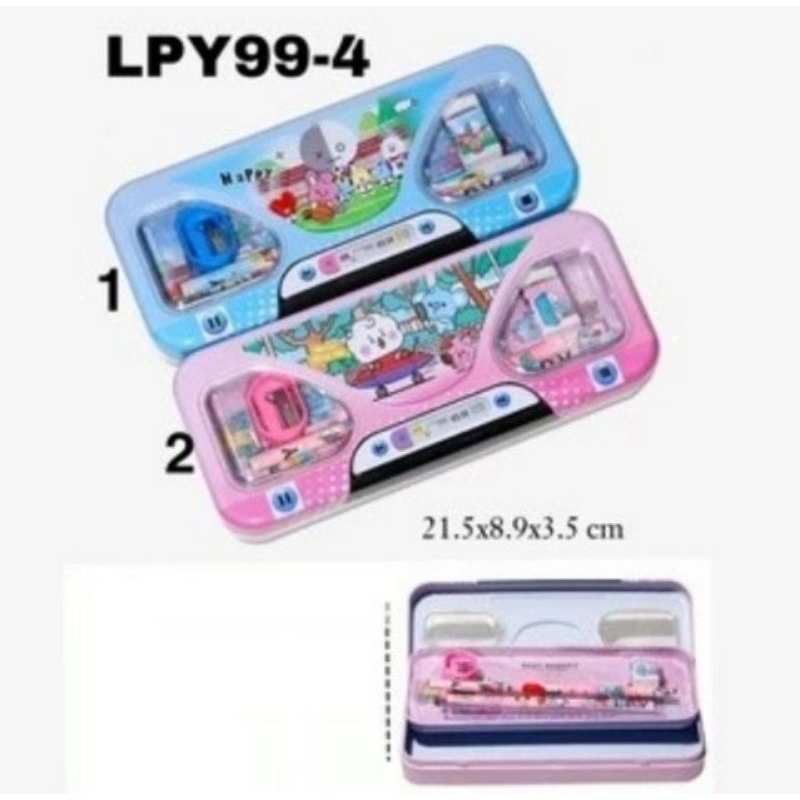 

SJS kotak pensil kaleng 2 susun set 8,5X21/tempat pensil XD-9567,bebas