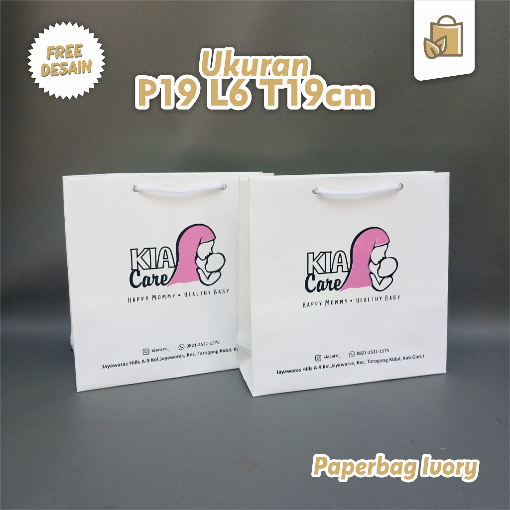 

Paperbag Putih agak glossy murah free desain skincare, toko, wedding, birthday, Selluller tinta emas