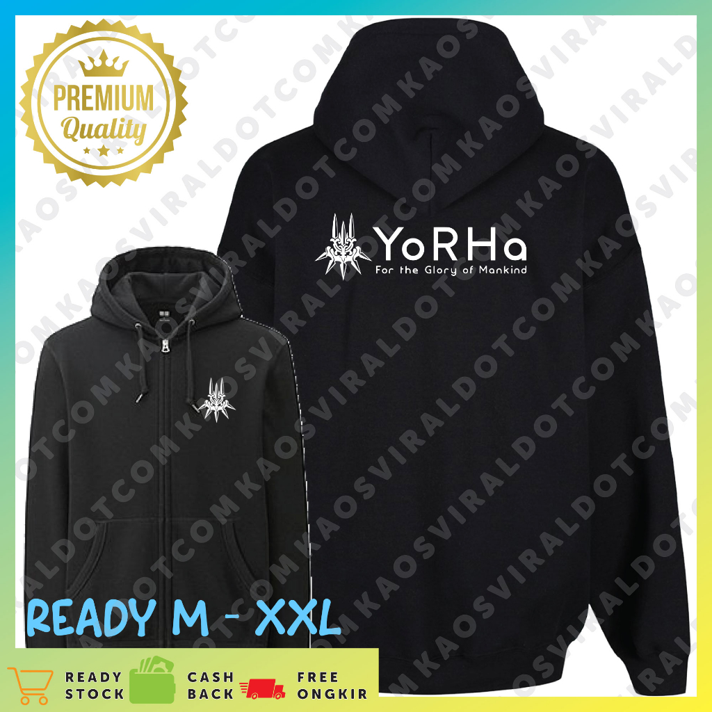 JACKET HOODIE ZIPPER NIER AUTOMATA YORHA GLORY FOR THE MANKIND JACKET