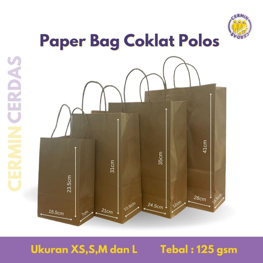 

Paper Bag Coklat Polos Kantong Kertas Brown Craft 125 Gsm Tas Cokelat