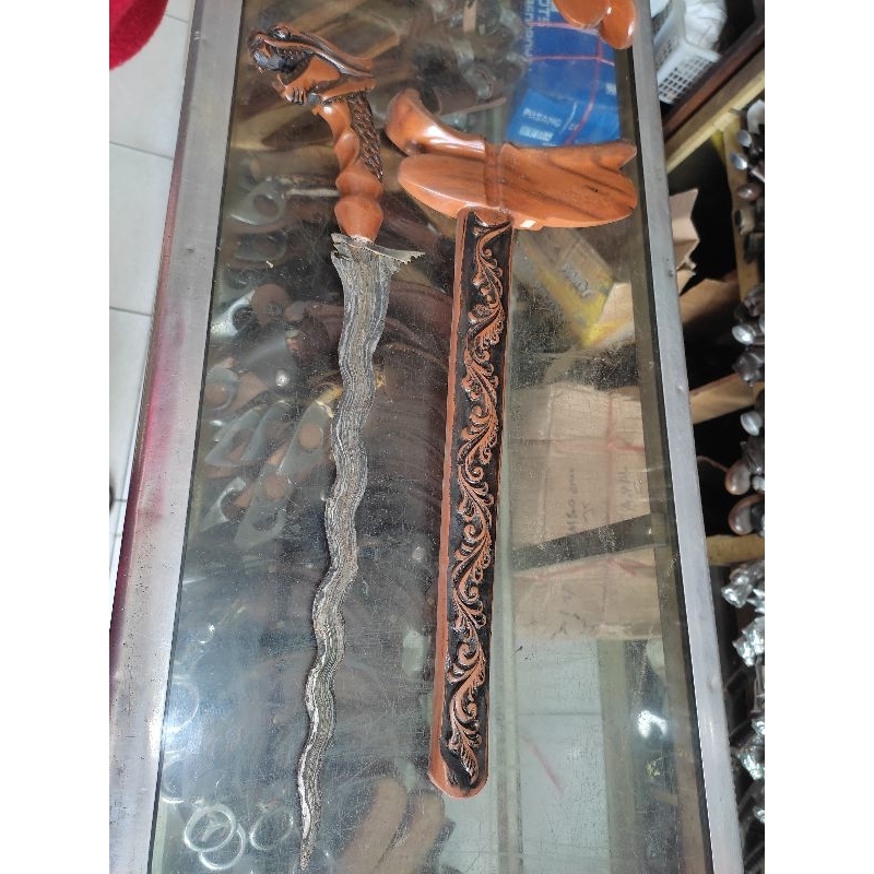 keris Nusantara has pamor nogo Sosro kinatah koleksian hobi damascus