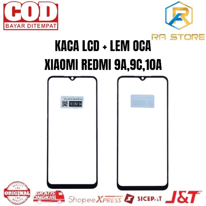 Kaca lcd + Lem Oca Kering Xiaomi Redmi 9A, 9C, 10A Kaca Depan Kaca Touchscreen Ts Tc Original
