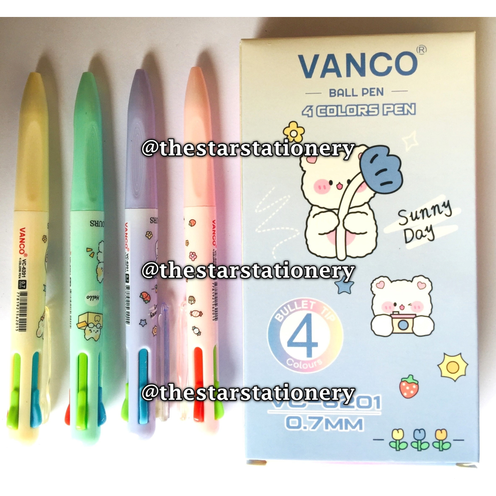 

(1 Biji) GROSIR Bolpen Vanco VC-6201 4 Warna 0.7 mm Pen / Pulpen Pena Vanco VC6201 (1 Biji)