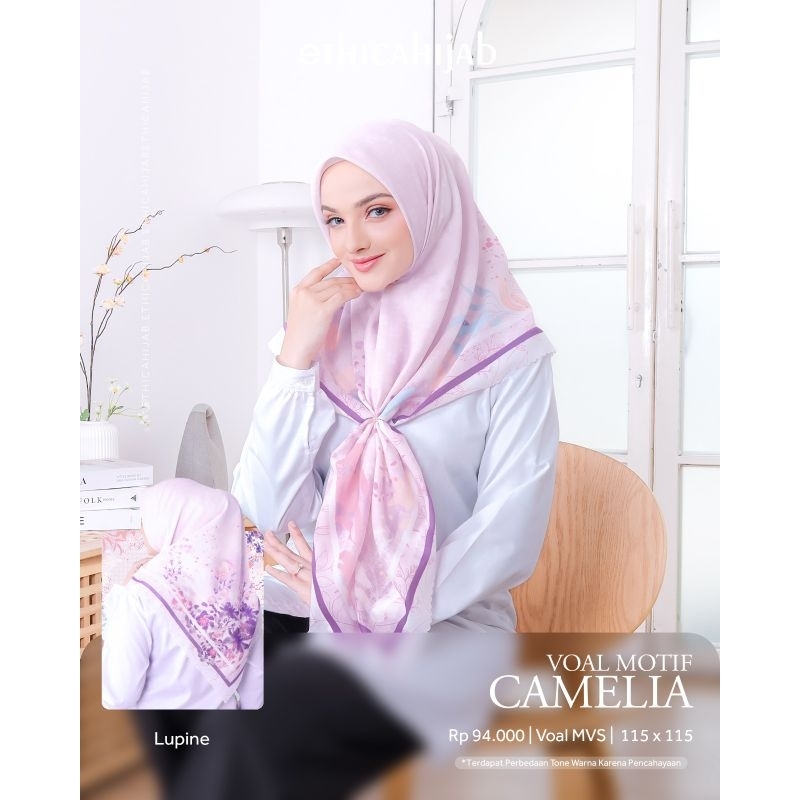 Ethica Hijab Segi Empat Voal Motif Camelia 115 × 115