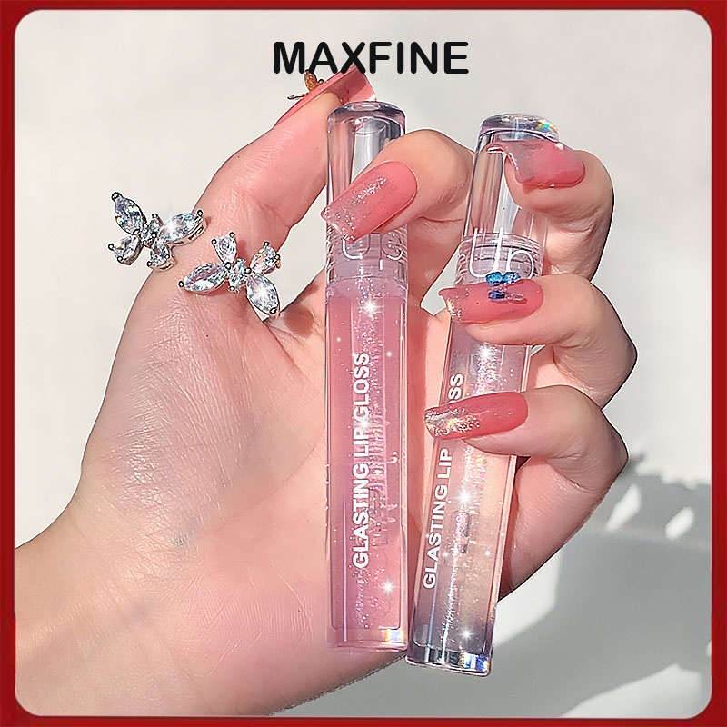Maxfine Lip Gloss/glasir bibir cahaya air kilatan halus Lipstick