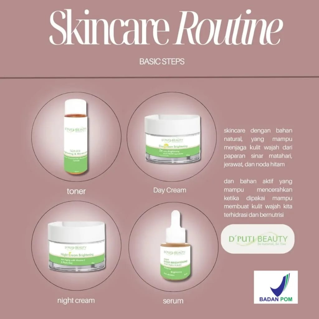 D' PUTI BEAUTY SKINCARE PAKET LENGKAP TONER, SERUM, DAY AND NIGHT CREAM