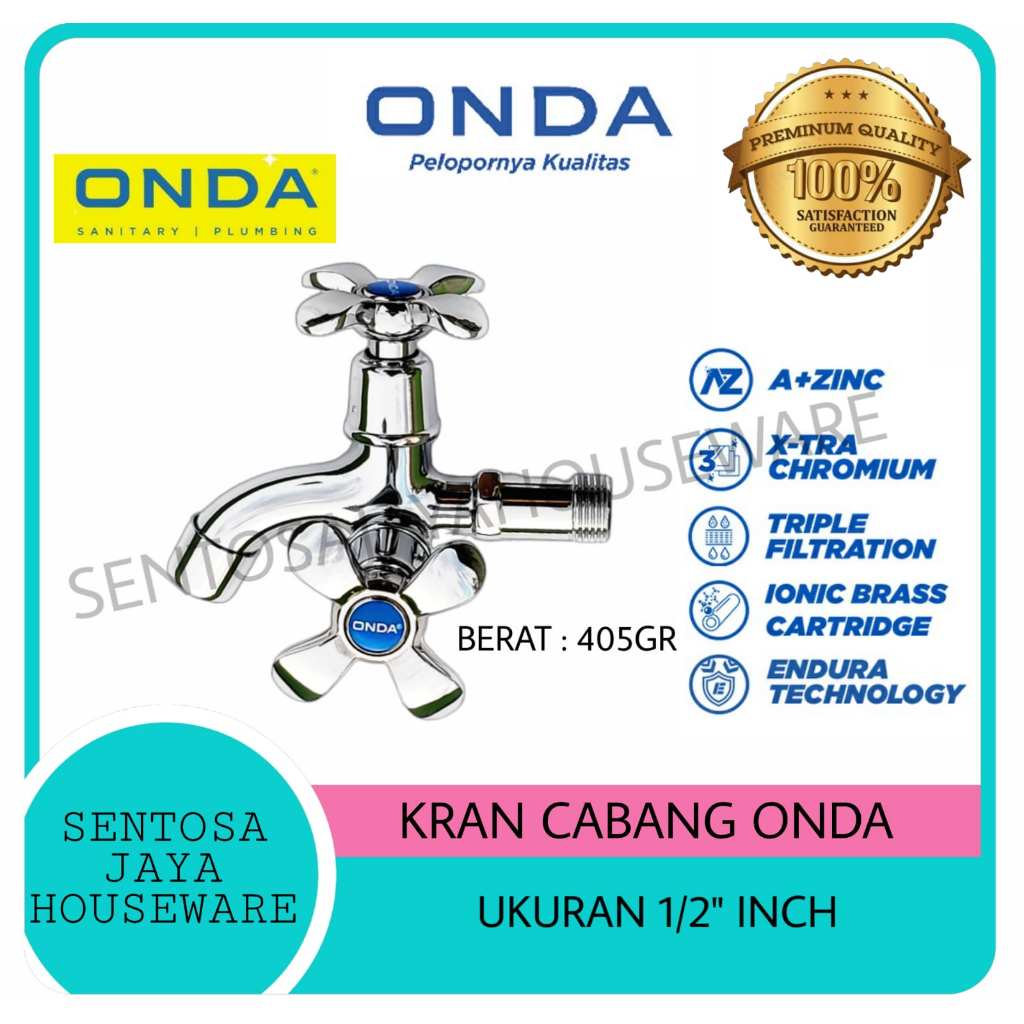 KRAN CABANG DUA ONDA / KRAN SHOWER ONDA 1/2" INCH / KRAN AIR DOUBLE ONDA / KRAN AIR ONDA