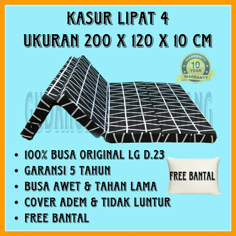 kasur lipat 4 tebal 10 cm kasur lipat busa kasur lipat 120x200x10 cm kasur lipat tebal 10 cm
