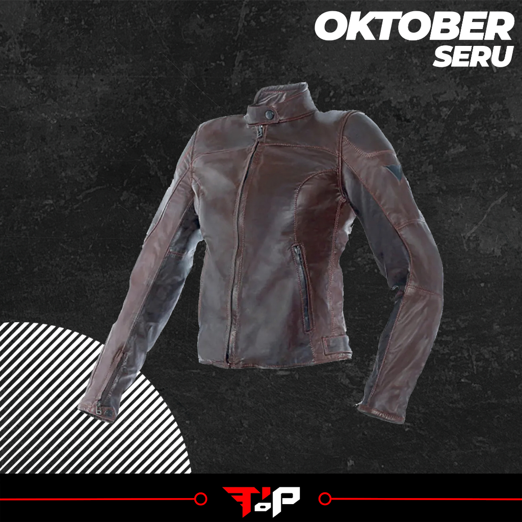 DAINESE MIKE LADY PELLE LEATHER JACKET DARK BROWN JAKET MOTOR PEREMPUAN