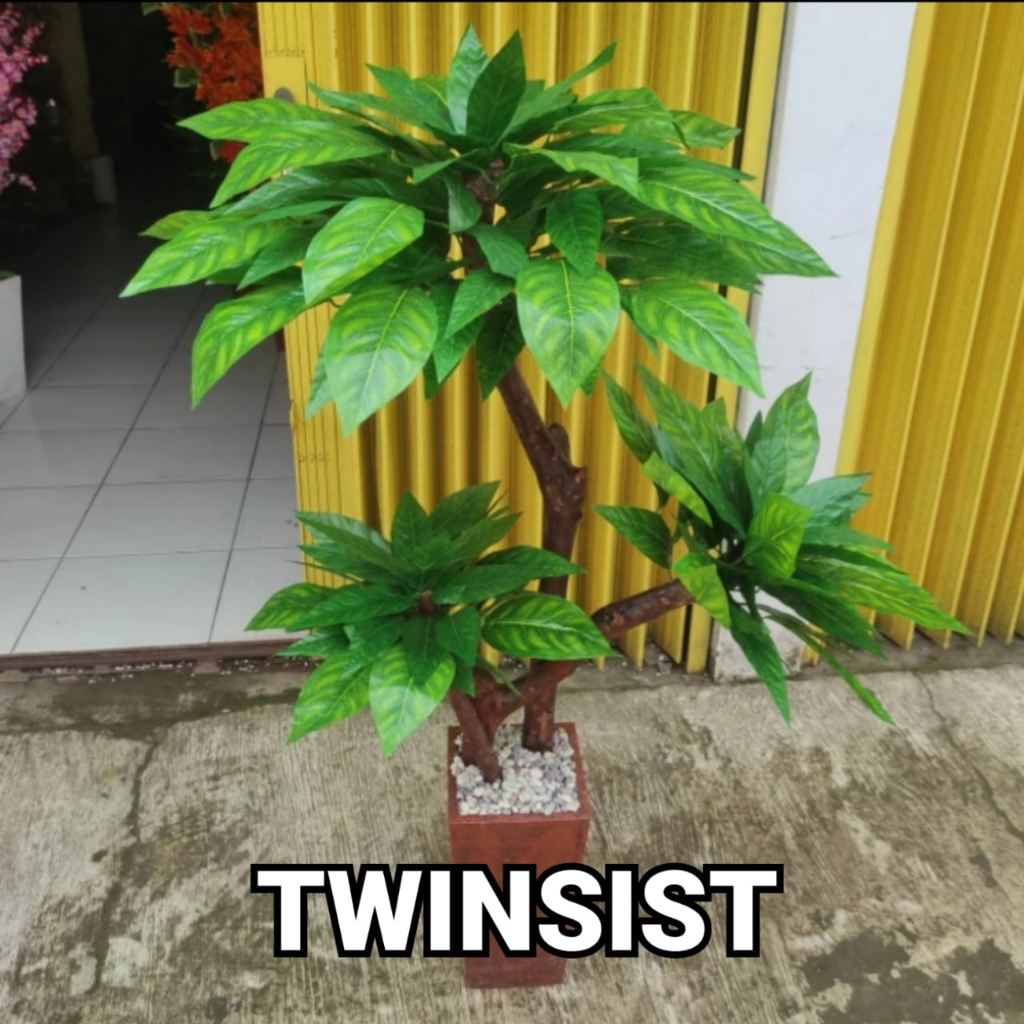 Pohon Bonsai Luky Hijau Plastik Artificial Palsu Tinggi 120 cm / Pohon Hias Plastik / Pohon Plastik 