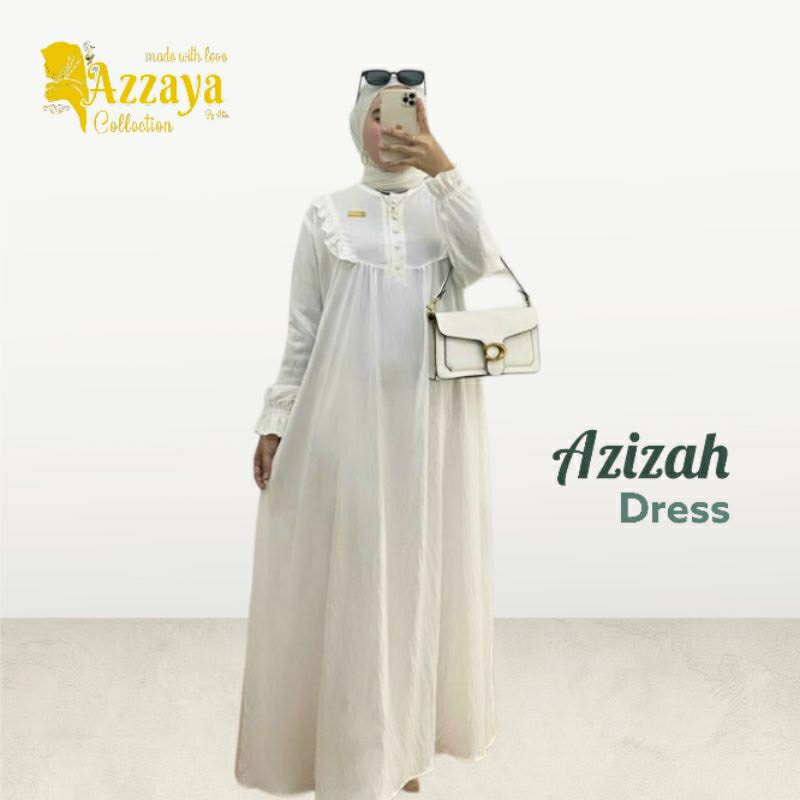 MAIZAYA - AZIZAH DRESS - Gamis Polo Linen Cutting Babydoll - Gamis Busui Adem
