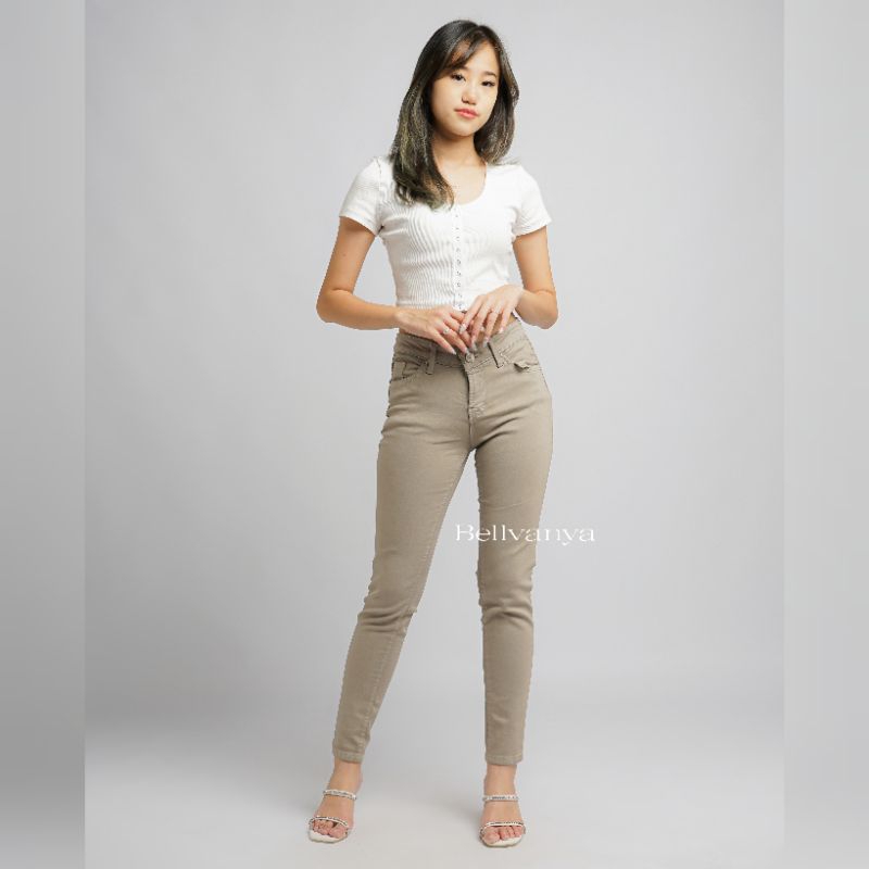 Celana Skinny Jeans Wanita Cream Muda Celana Jeans Wanita Premium