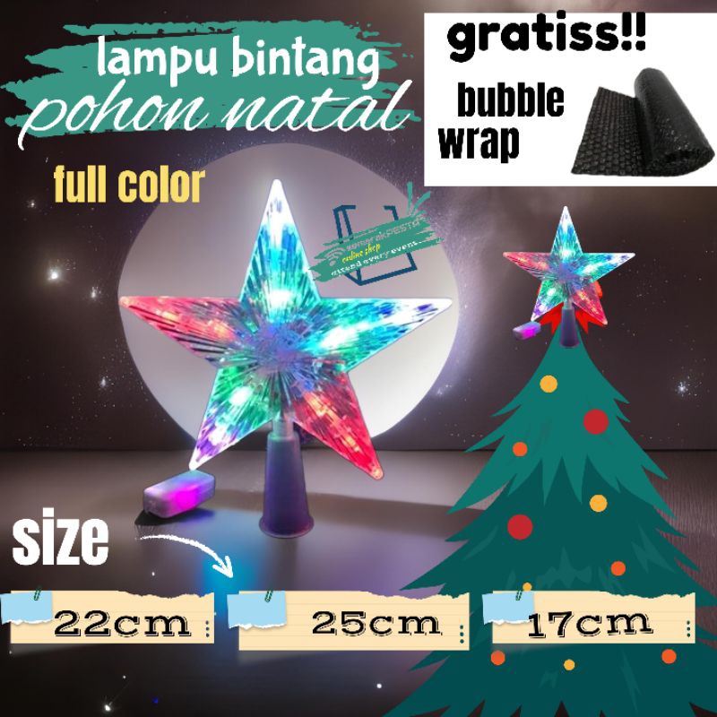(LED LIGHT) lampu bintang pohon natal, lampu hiasan pohon natal, lampu dekorasi pohon natal, ornamen