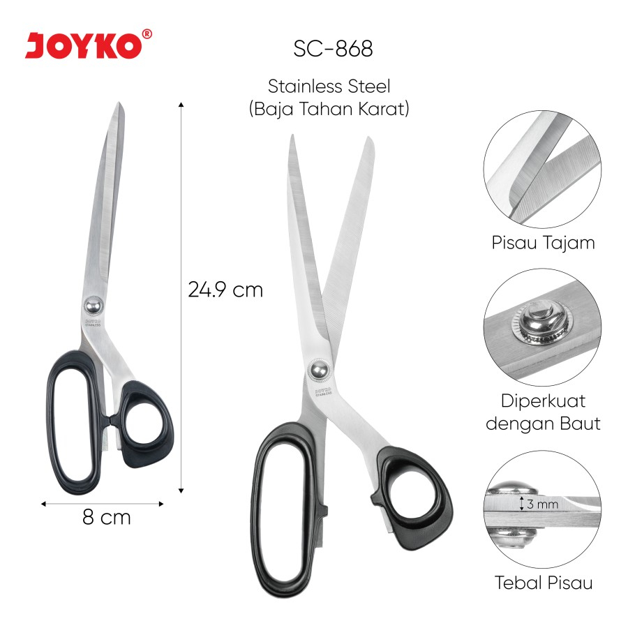 

(1 Biji) GROSIR Gunting Joyko SC-868 Besar / Gunting Scissors Joyko SC868 / Joyko SC 868