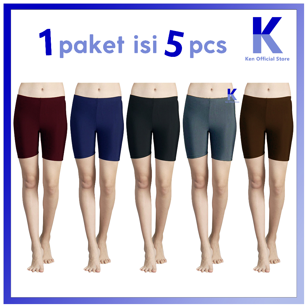 Paket Hemat Isi 5 pcs Celana Legging Hotpants / Shortpants Wanita Spandek Ukuran Standar &amp; Jumbo