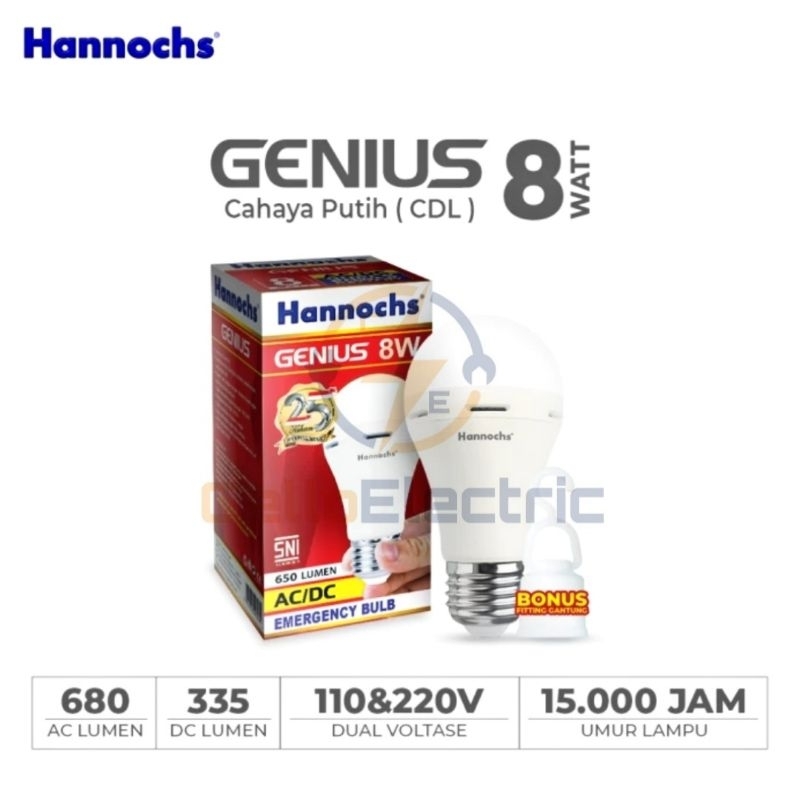 Led Hannochs Genius 8 Watt Emergency - Lampu Emergency Hannochs Genius 8 W