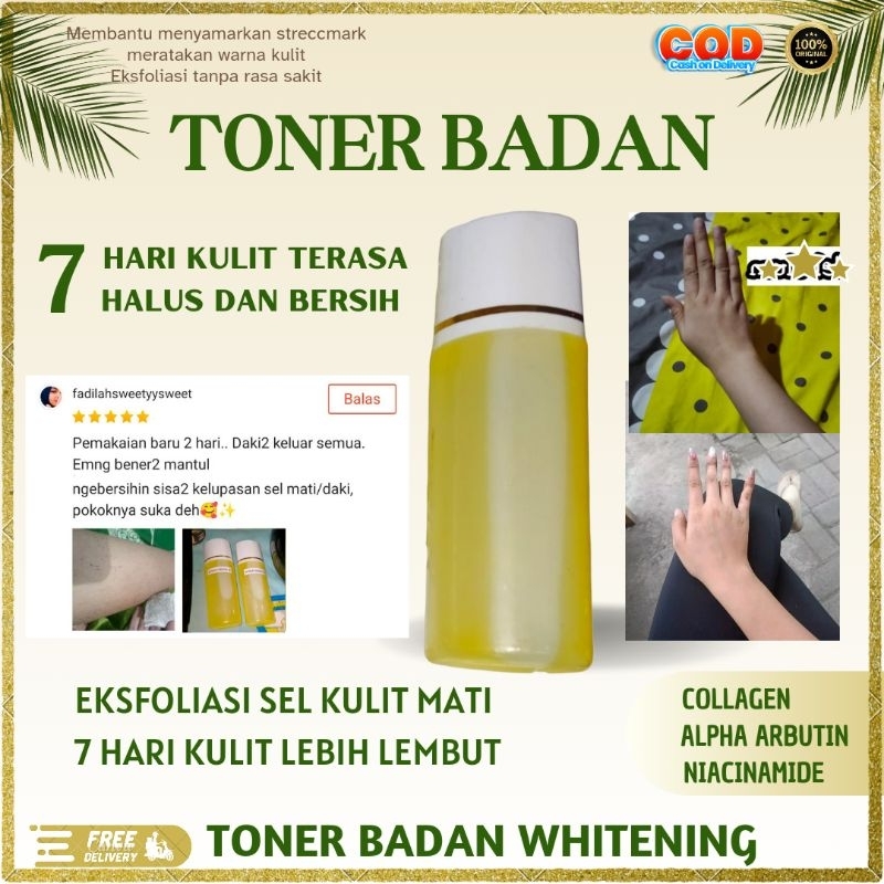 NEW BPOM BODY TONER ARBUTIN WHITENING EXFOLIASI - sel kulit mati terangkat