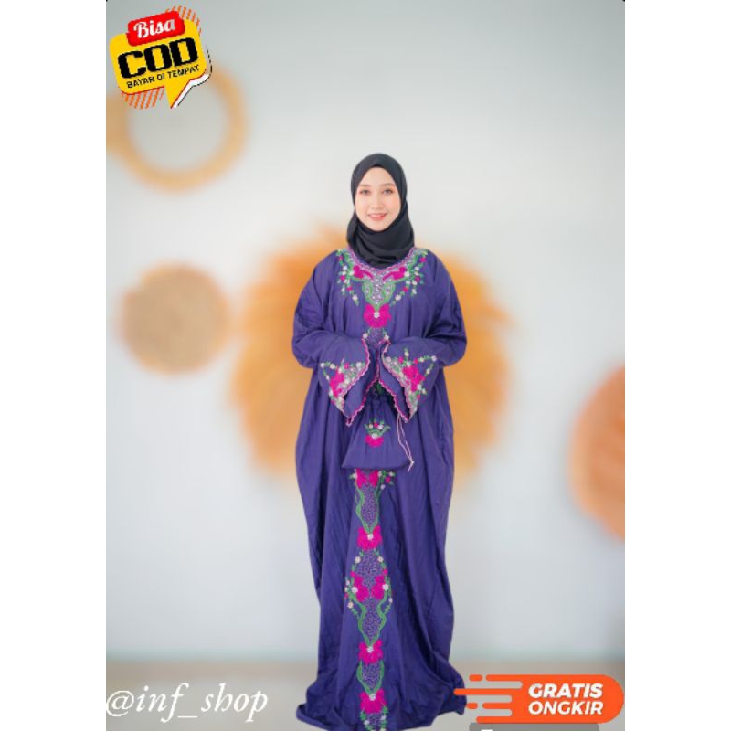 (COD) Parasit bordir Karawang mukena abaya sholat parasut motif remaja-dewasa size L XL murah 354