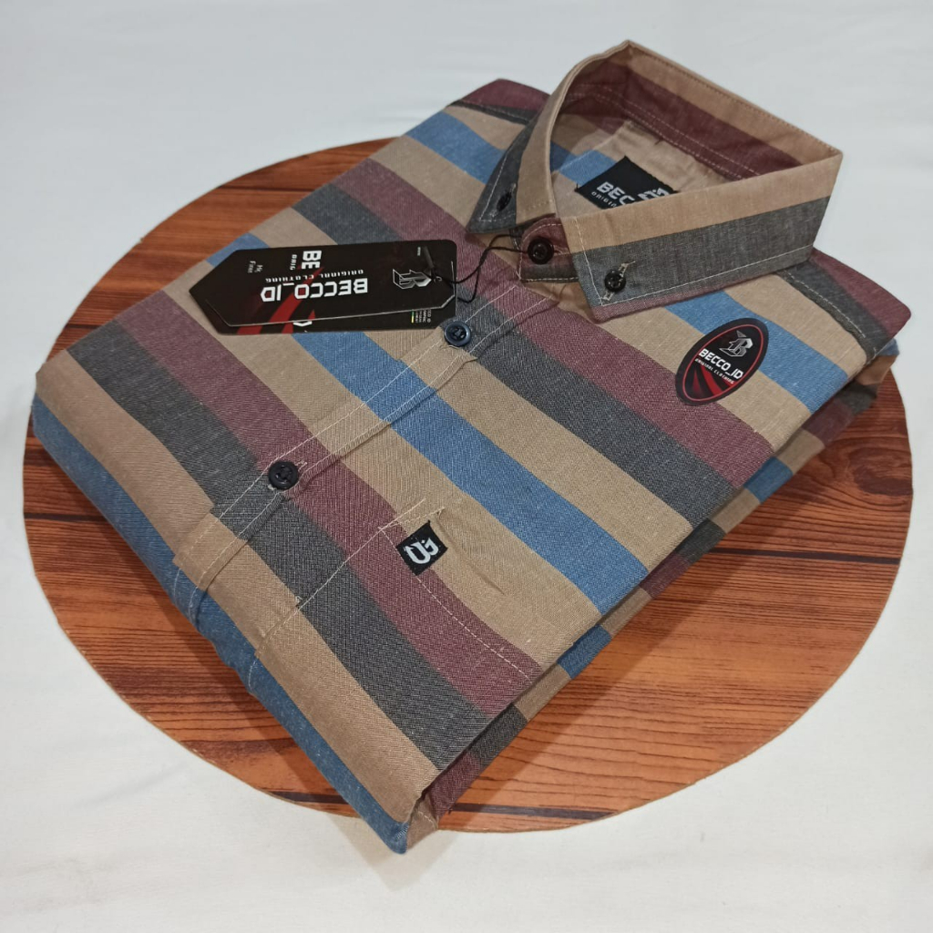 kemeja Pria Motif Salur - kemeja Pria Lengan Pendek - Kemeja Pria salur Premium