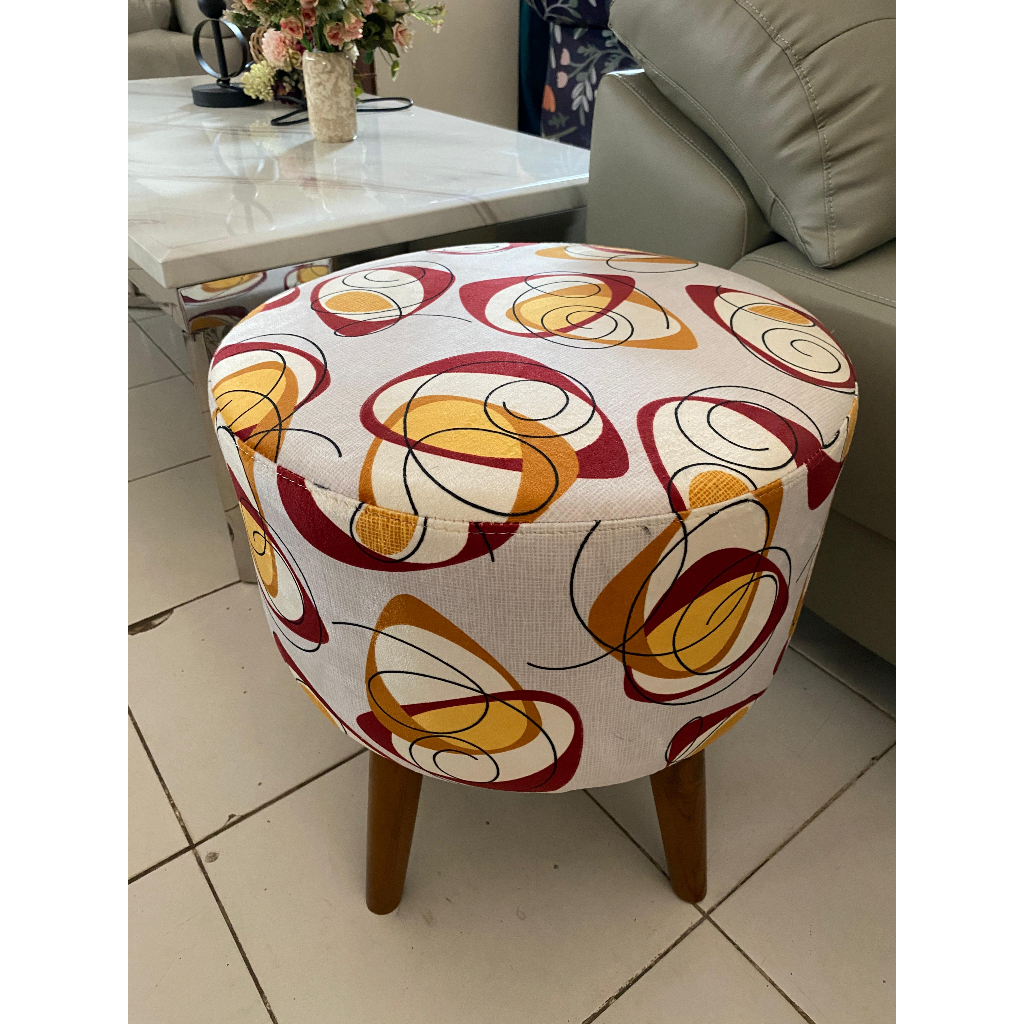Stool Kursi Bulat Motif Bunga | Kursi Stool Sofa Bunga | Stool polos | Stool Bulat | Sofa Stool