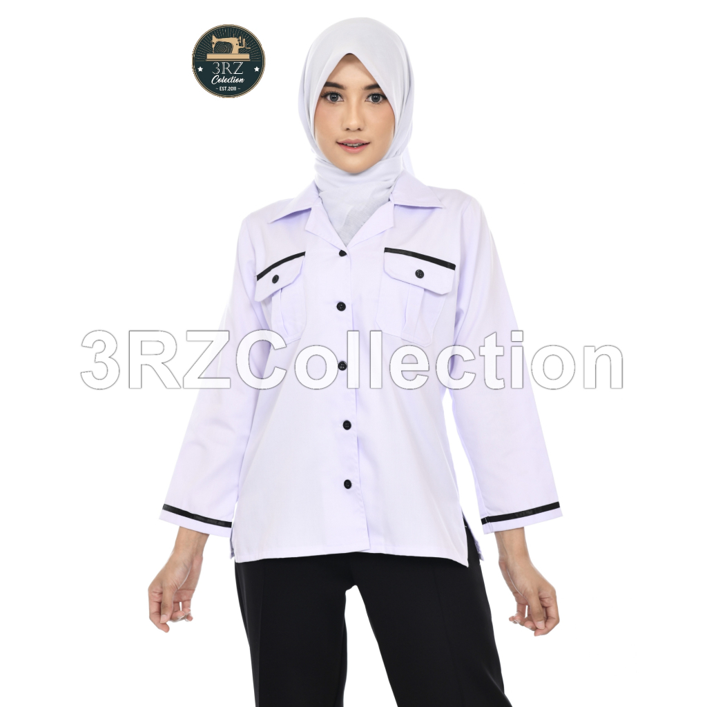 Kemeja Putih PNS Wanita Baju Dinas Putih List Hitam Pns Wanita Baju Dinas Putih Baju Seragam kerja w