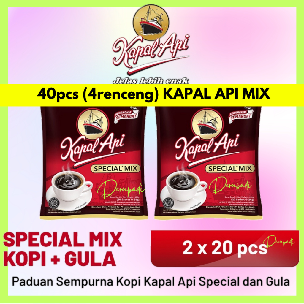 

40pcs (4renteng) KAPAL API Special Mix 2 bag (20 x 23 gr)