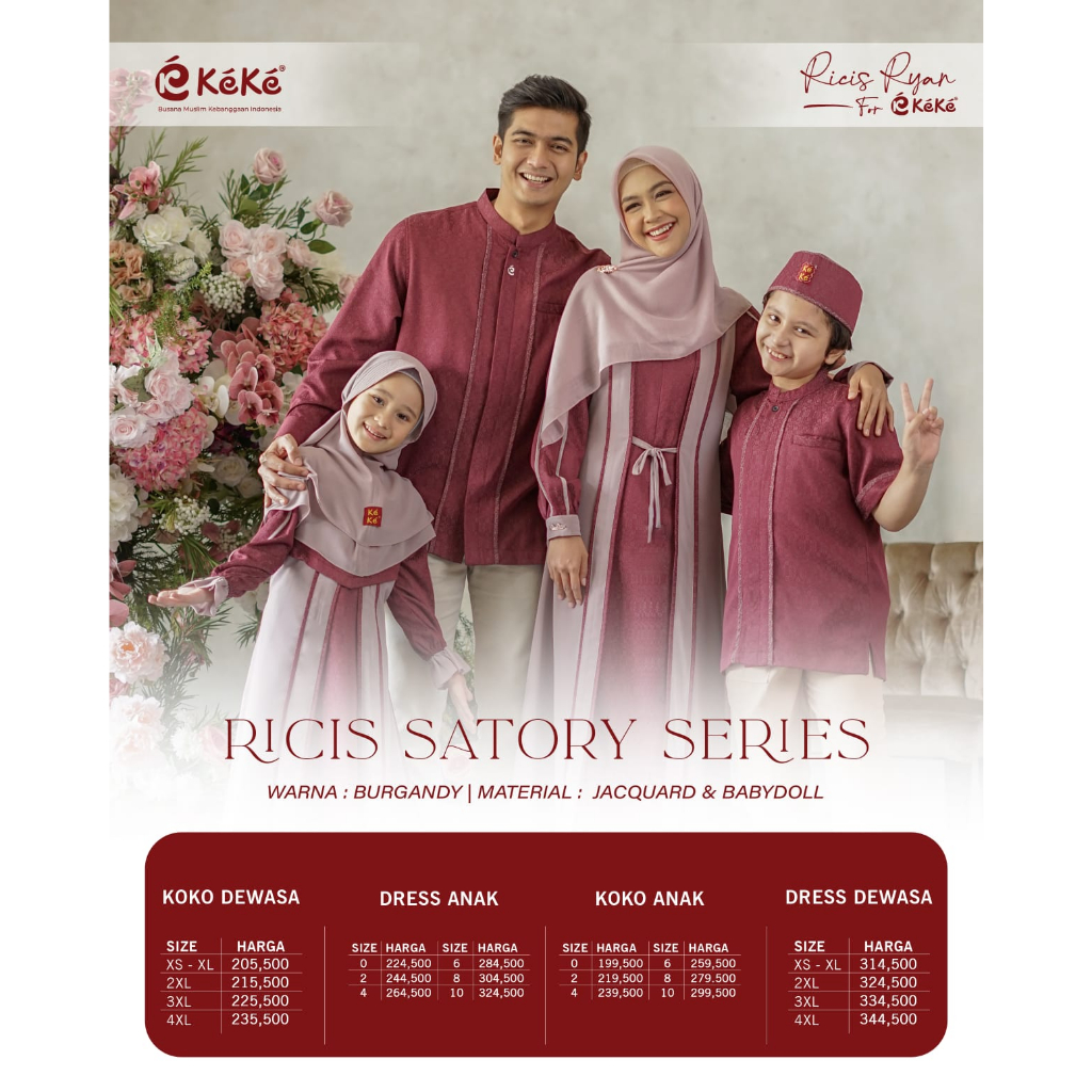 RICIS SATORY SERIES BURGANDY | SARIMBIT KEKE 2024 | SARIMBIT KELUARGA TERBARU POLOS SIMPLE TERLARIS