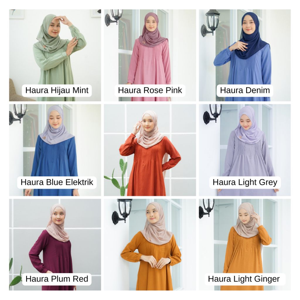 Elhurriyah Haura Dress Gamis Crinkle Airflow Premium Krinkle Pengajian Polos Syari