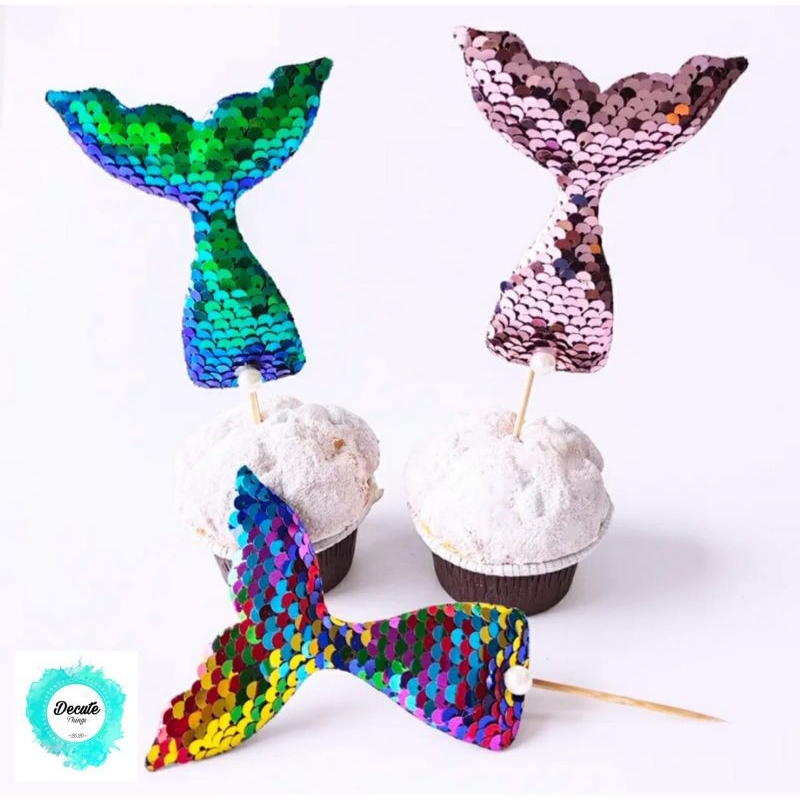Topper hiasan kue ekor mermaid