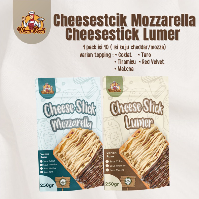 

2 PACK MIX CHEESESTICK STICK MOZZARELLA & CHEESETICK LUMER KEJU AROMA CHEESE ROLL COKLAT TIRAMISU MATCHA TARO RED VELVET UMAFOOD BANDUNG