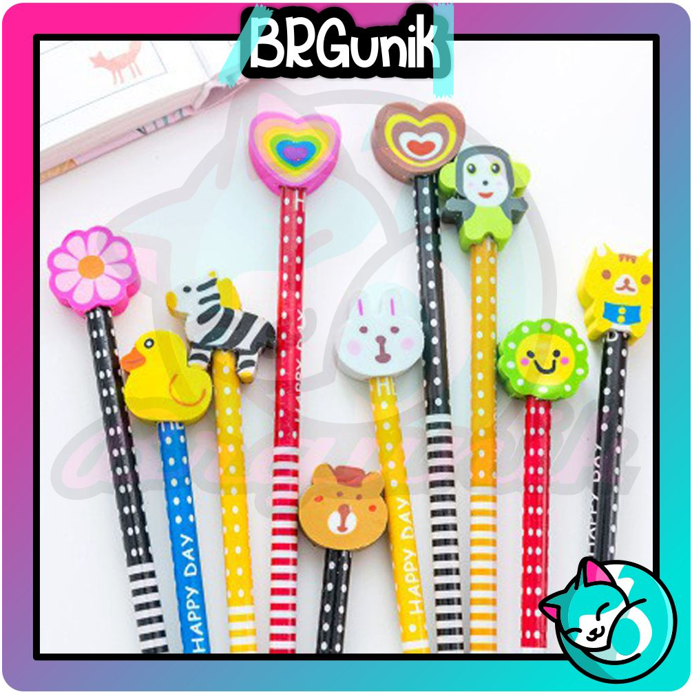 

BRGUNIK Pensil Pencil Dengan Penghapus Set Grosir Alat Tulis Souvernir S060