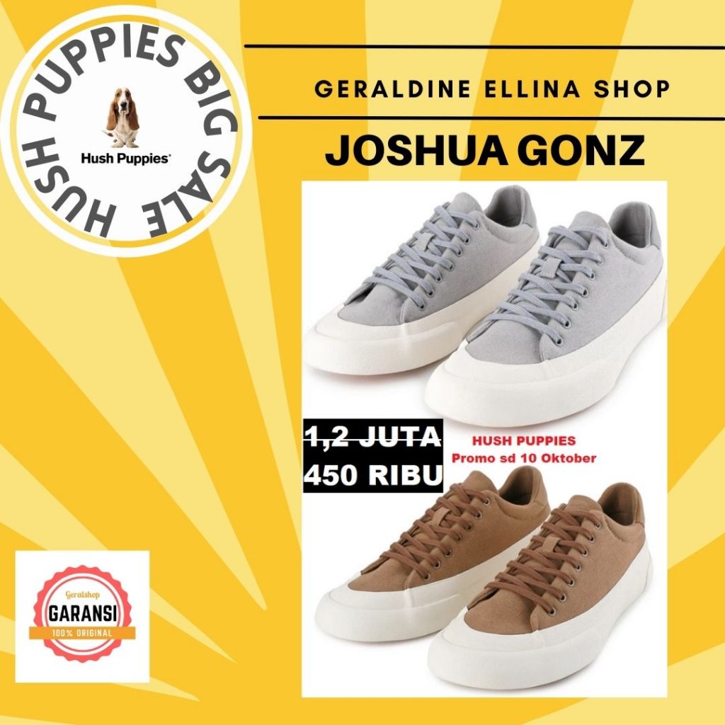 Sepatu sneakers pria Hush Puppies original SALE 100% seri JOSHUA GONZ