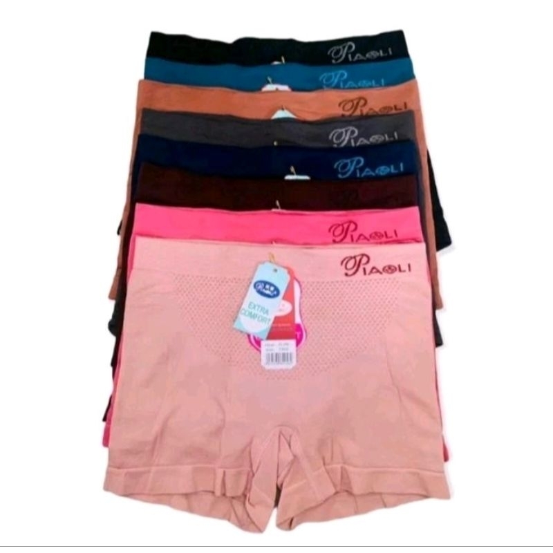 ( 6 PCS ) CD BOXER WANITA PIAOLI PL-450 BAHAN KATUN RAJUT FREE SIZE