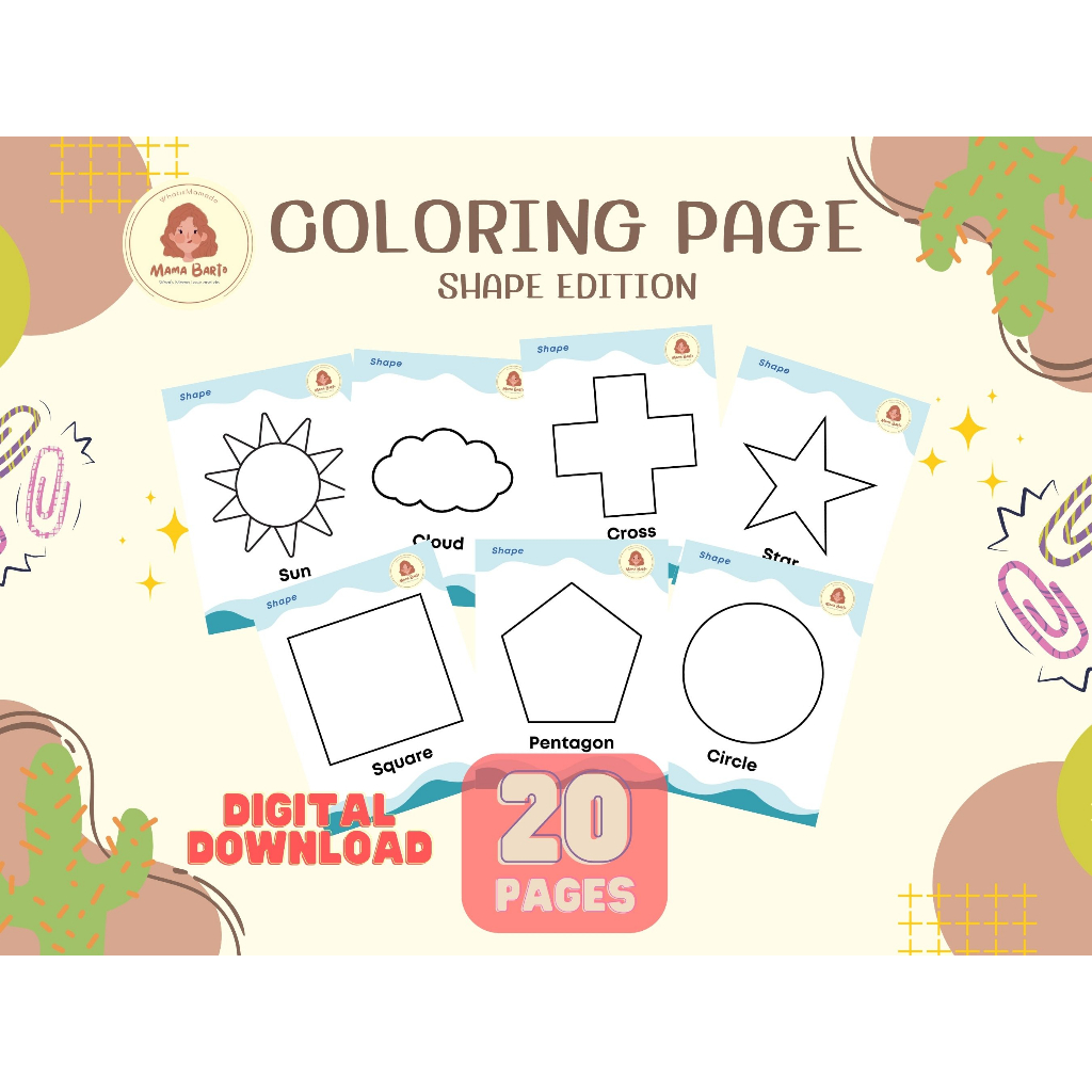 

[DIGITAL DOWNLOAD] Gambar Mewarnai tema Mengenal Bentuk Dasar - whatsismamado by mama barto