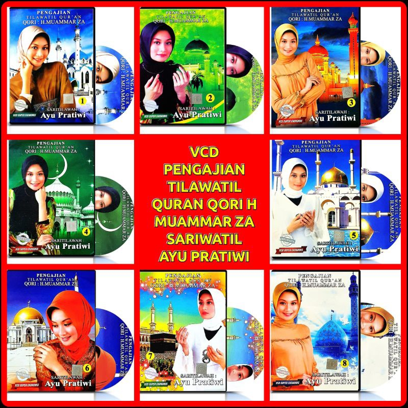 PAKET 8 VCD PENGAJIAN TILAWATIL QURAN QORI H MUAMMAR ZA SARIWATIL AYU PRATIWI