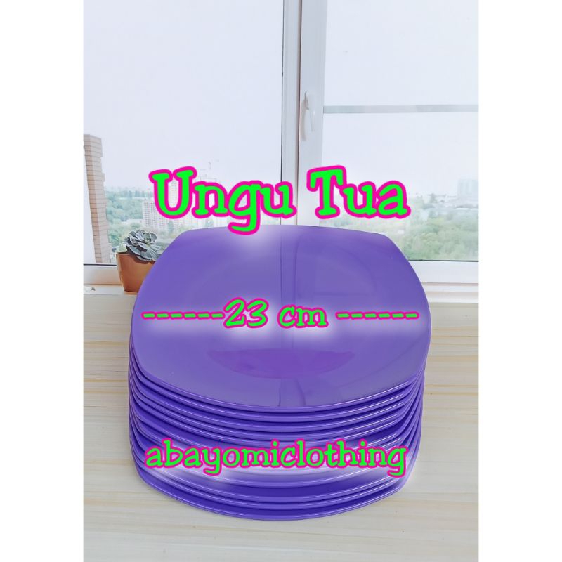 BARU PIRING MAKAN MELAMIN 9 INCH UNGU/ PIRING KOTAK CEPER MELAMIN 23cm