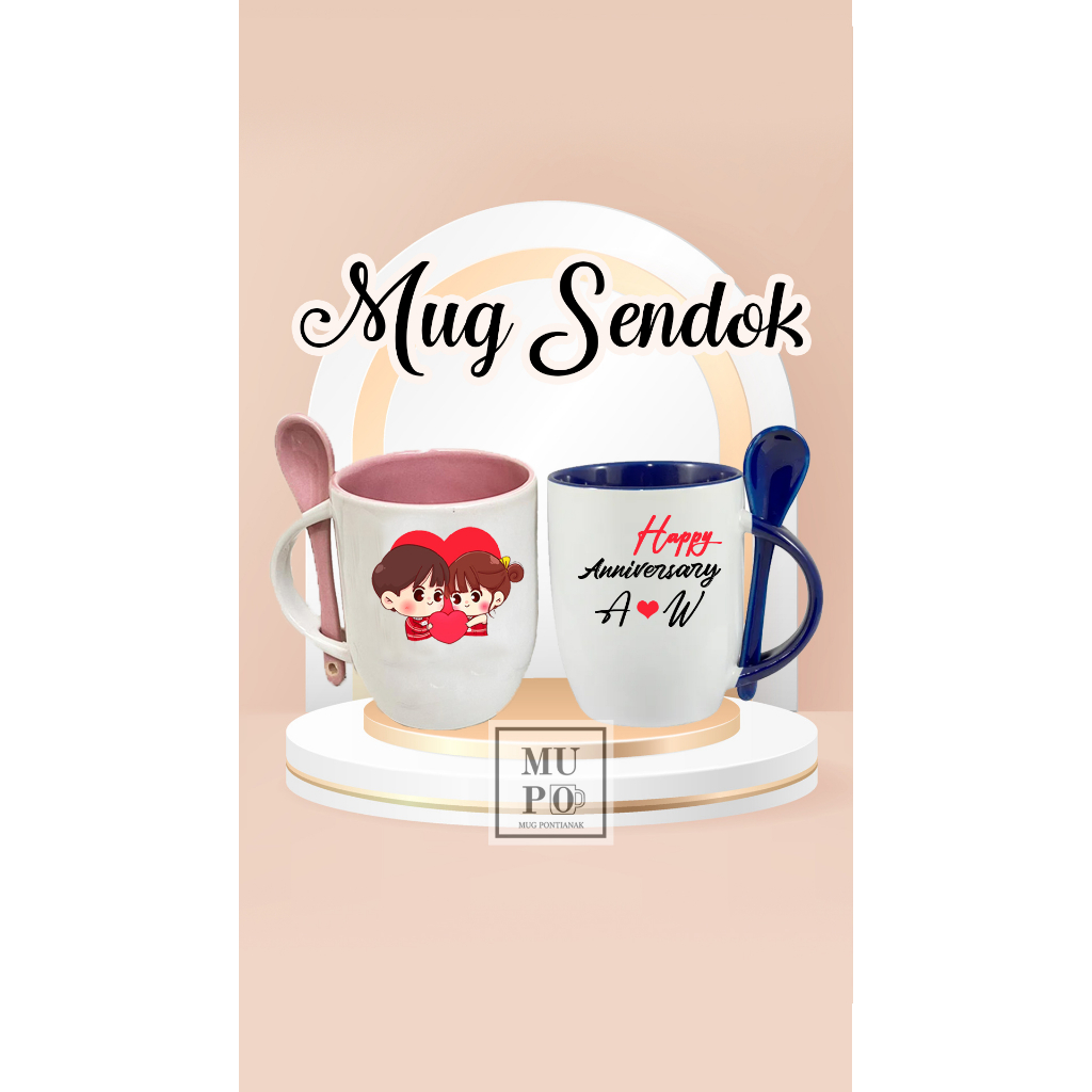 

Mug unik Sendok Pink/Blue free desain murah