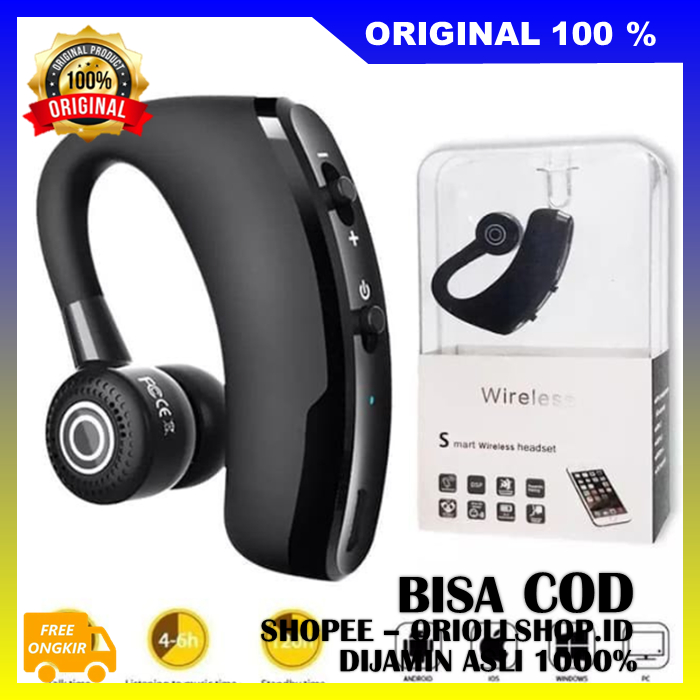 V9 Bluetooth Earphone Headset Bluetooth Wireless Stereo Earphone Bluetooth 100% ASLI
