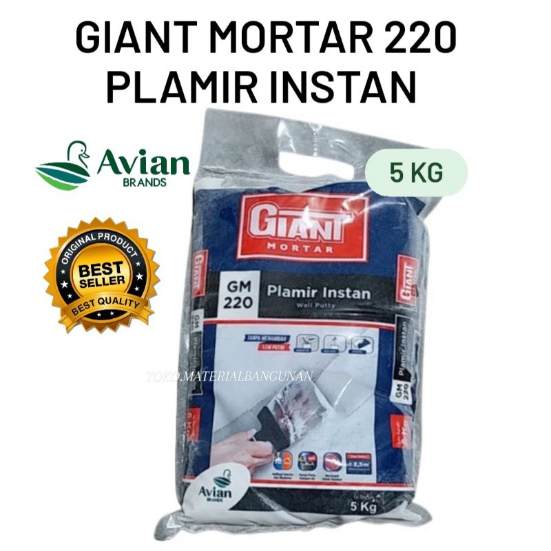 GIANT MORTAR 220 PLAMIR INSTAN 5 KG SEMEN PUTIH