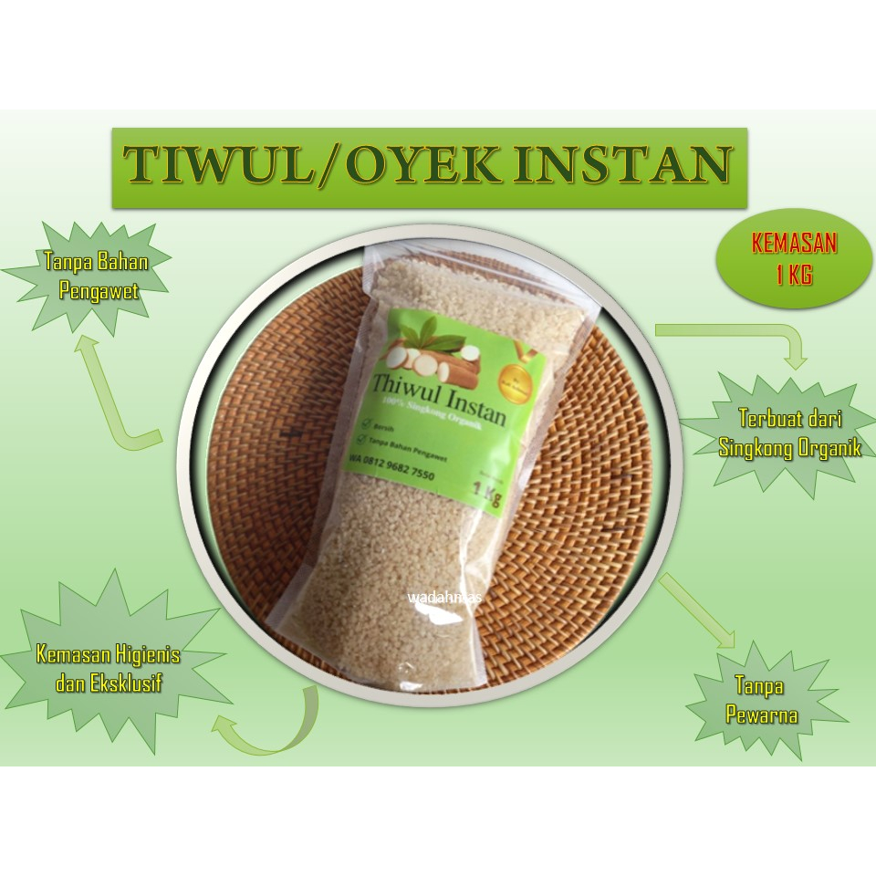 

Tiwul Singkong Instan Kemasan 1 Kg Asli Khas Kebumen/Oyek Mentah Organik 100% Original