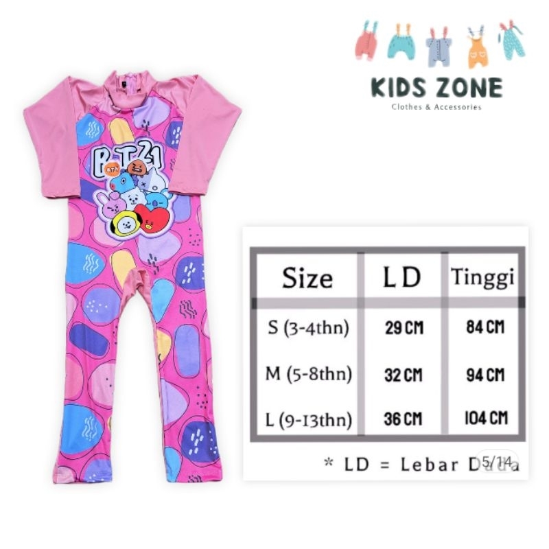 baju renang anak perempuan motif bt21 terbaru
