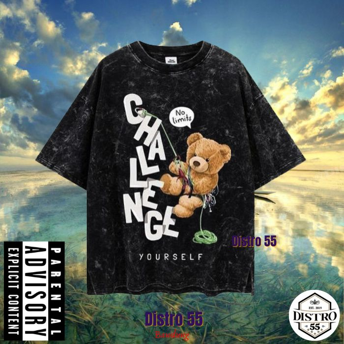 KAOS THE BEAR BLACK WASHED VINTAGE TE / CHALLENGE / WASHED TSHIRT / OVERSIZE CUT MODEL