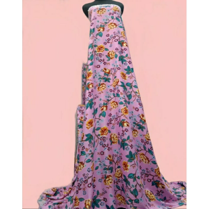 TERMURAH BAHAN KAIN RAYON MOTIF BUNGA PREMIUM METERAN