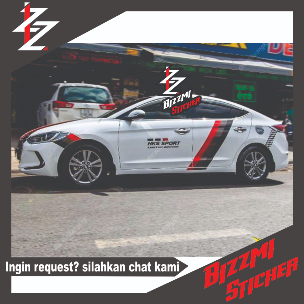 CUTTING STICKER STIKER MOBIL HKS RACING SPORT SEDAN STRIPING CIVIC VIOS SOLUNA TIMOR COROLLA CORONA