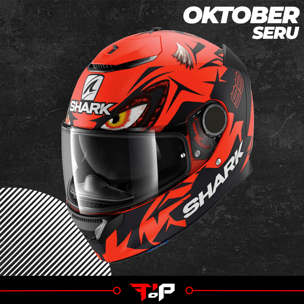 SHARK SPARTAN LORENZO DIABLO RED HELM FULL FACE SPOILER