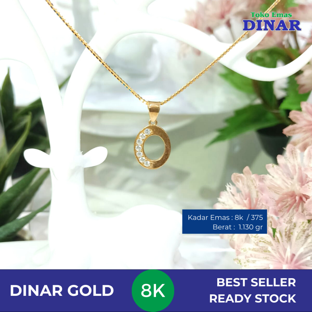 LIONTIN BATU AD HURUF "O" SLP KADAR EMAS MUDA - 8K